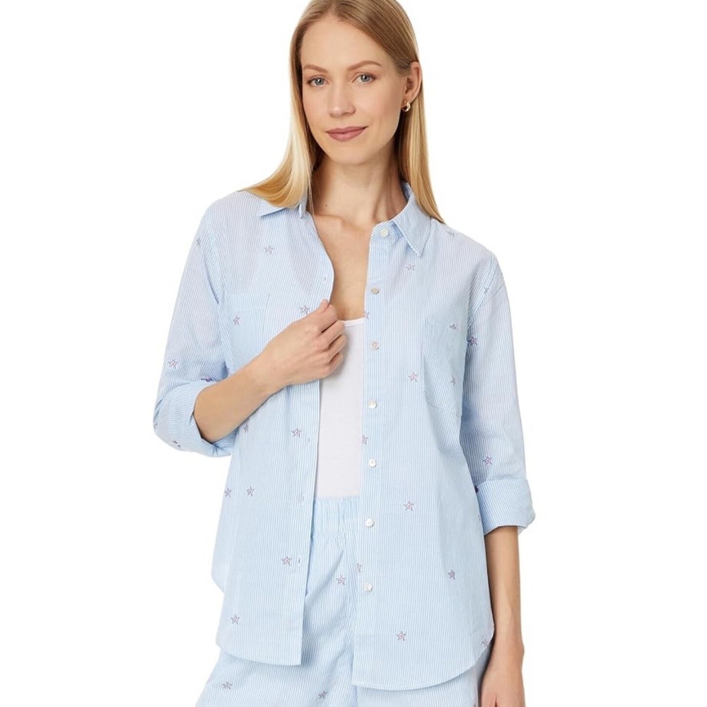 Size Large Lilly Pulitzer Sea View Tunic Women's button down Shirt. NWT